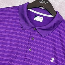 IZOD Golf Polo Shirt Mens XXL Purple Striped Grid Performance Short Sleeve