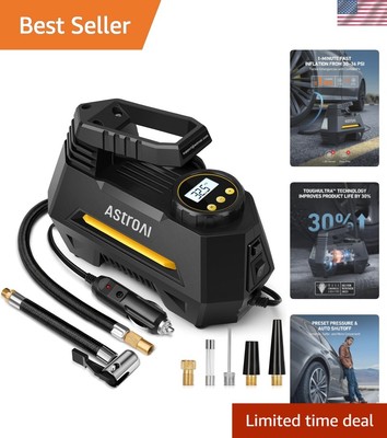 AstroAI 120W 12V Electric Tire Pump - Programmable Inflation & Auto Shut-off