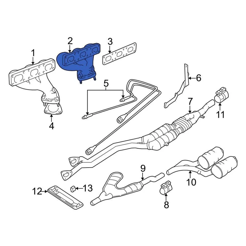 For BMW Z3 1998-2000 BMW 11621744250 Left Exhaust Manifold Foto 4 de 4