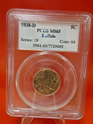 1938-D  United States Buffalo Nickel PCGS MS 65 Old Holder Great Coin