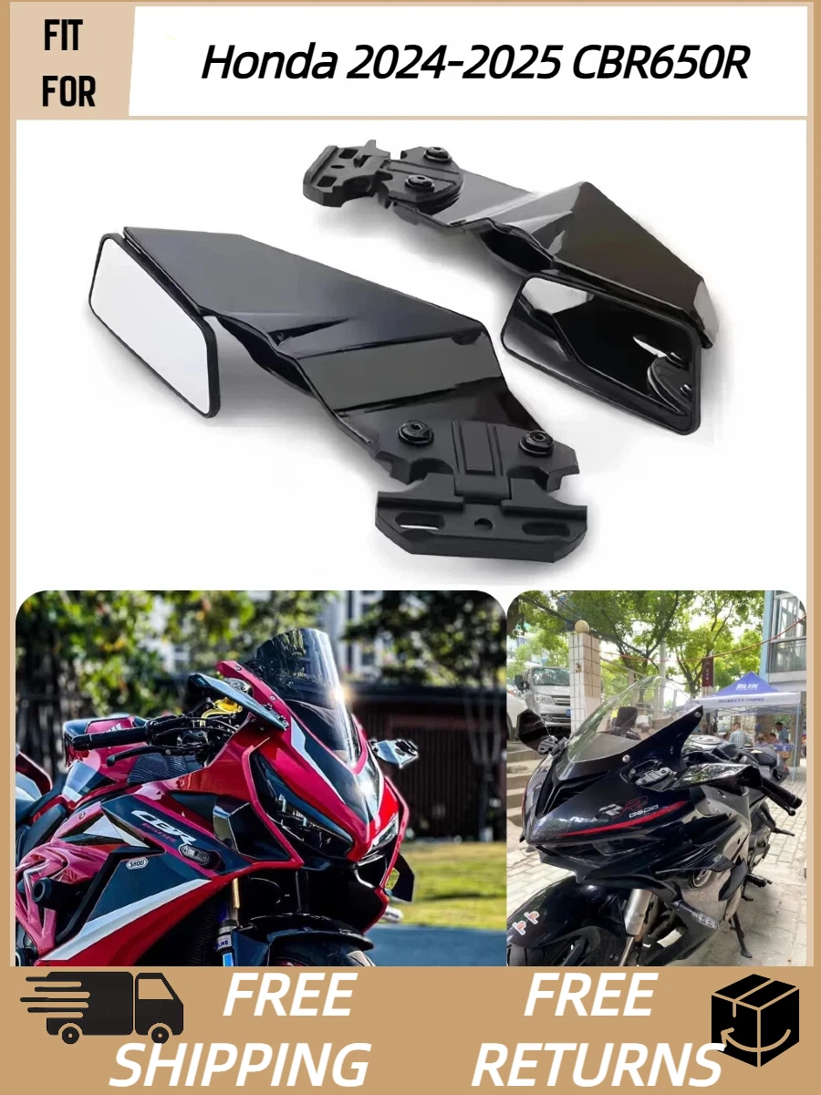 Motorcycle Wind Wing Rearview Glossy Black Mirrors for Honda 2024 2025 CBR650R