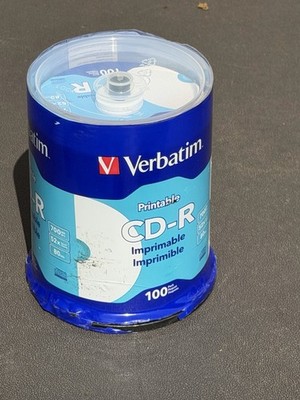 VERBATIM CD-R CDR 52X 700MB White Inkjet Hub Printable 100 pack Spindle 98493