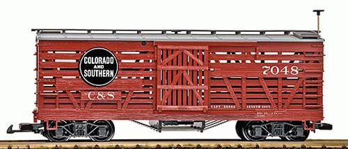 Coche de ganado LGB 45683 escala G Colorado y Southern #7048 (ruedas de metal) LN/caja | Condition: Used