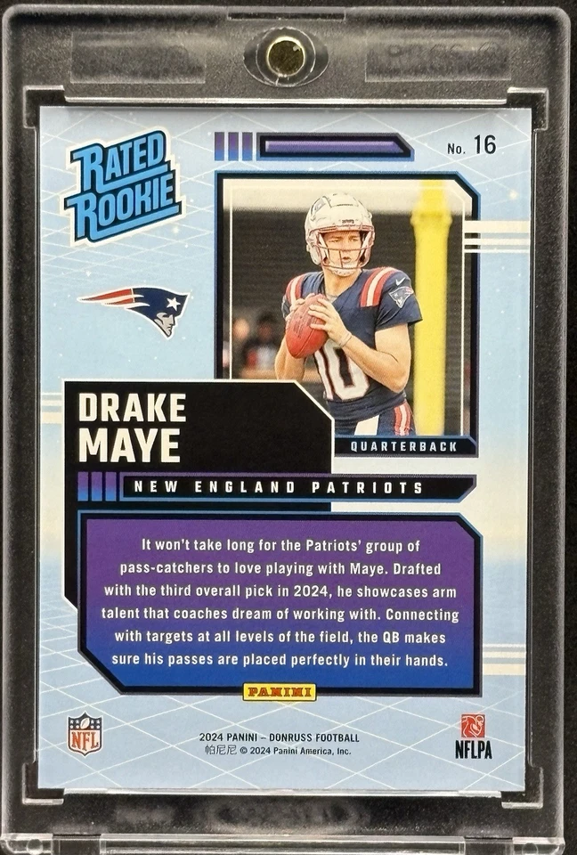 Drake Maye RARO NOVATO AZUL HIPER REFRACTOR TARJETA DE INVERSIÓN PATRIOTAS COMO NUEVO Foto 2 de 2