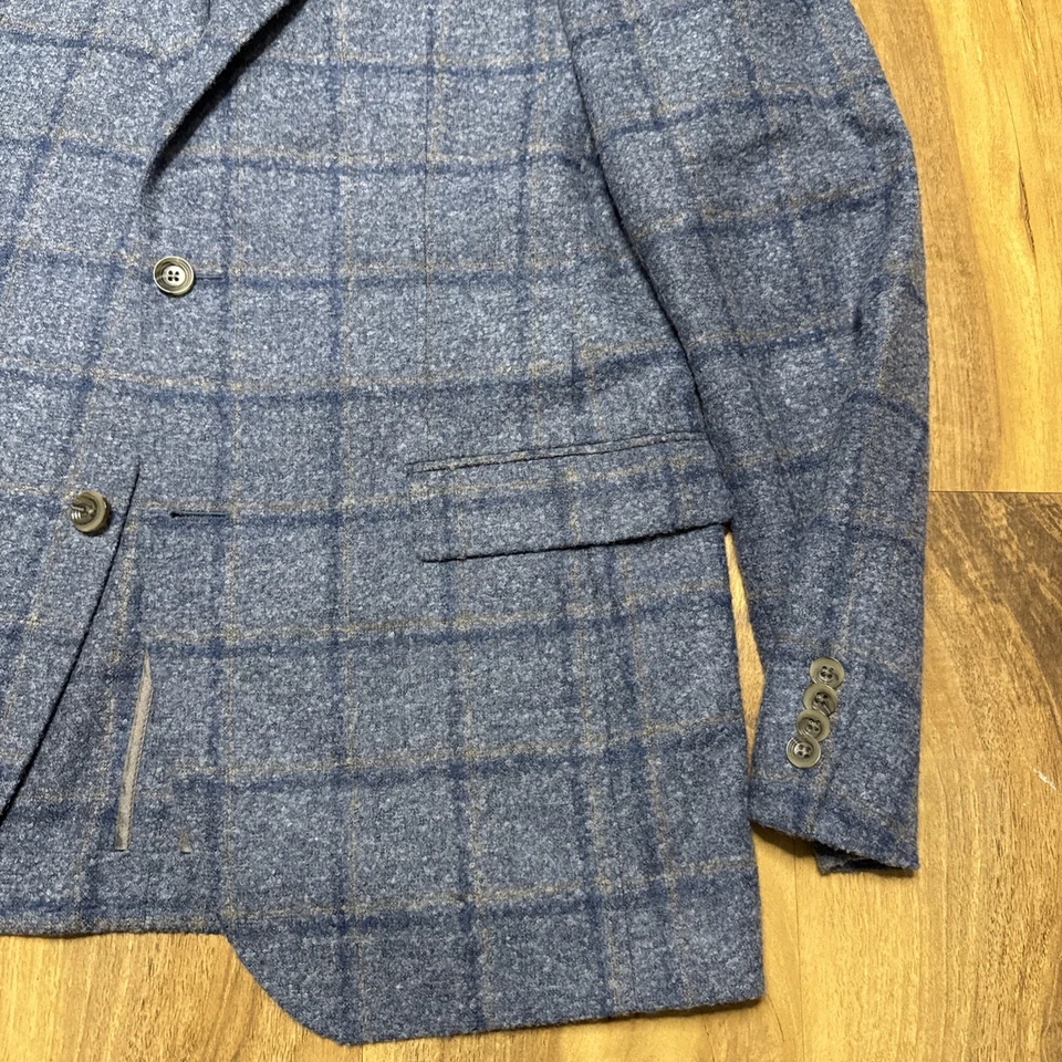 Chaqueta Blazer Abrigo Deportivo Cremieux Azul Príncipe de Gales Cuadros Lana Alpaca 42L Foto 4 de 4