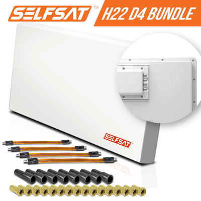 Selfsat H22D4+ 4 TV Teilnehmer SAT Flachantenne FLAT +profi Fensterdurchführung