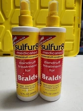(2) Sulfur8 Medicated Dandruff Treatment for Scalp and Braids, 12 fl Oz Each