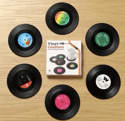 6pcs Retro mini LP Vinyl Record album CD Coaster Table Coffee Drink Cup New