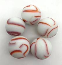 New for 2024 Red White 16mm Frosted Old Fashioned Glass Player Marbles Pk 5