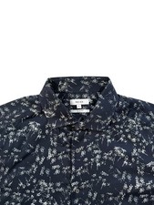 Reiss Men’s Navy Blue Floral Pattern Slim Fit Long Sleeve Shirt - Size Large