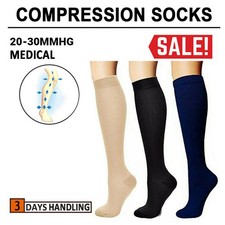 3/6 Pairs Medical Compression Socks for Women and Men 20-30 mmHg Knee High Socks