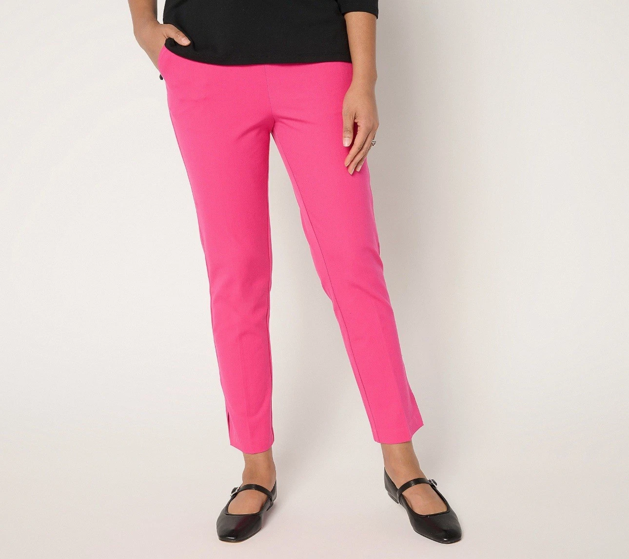 Isaac Mizrahi Live Petite 24/7 Stretch Icon Ankle Pants Size 12P Pink A692859