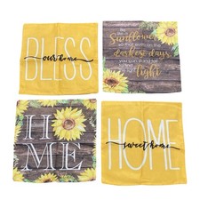 4 Pack 18x18 Sunflower Decorative Pillows in Yellow