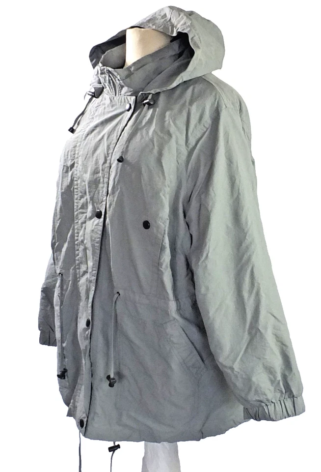 NUEVO Abrigo Mujer Interior Gris Talla Grande 3X Poliéster/Poliuretano Capucha Forrado de Vellón Foto 2 de 4