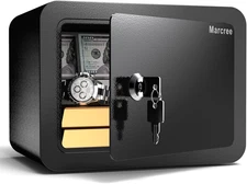 0.23 Cub Safe, Small Safe Box with Key, Mini Home Safes for Money, Coin and Cash