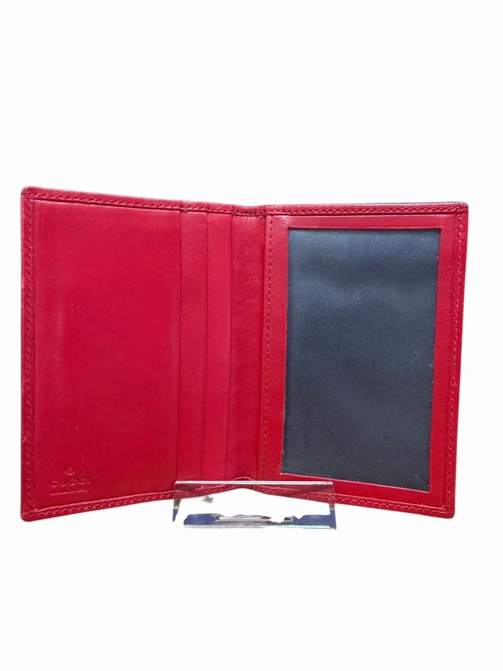 Portatarjetas Gucci GG Marmont con soporte de identificación trasero transparente - Forro de cuero rojo Foto 3 de 4