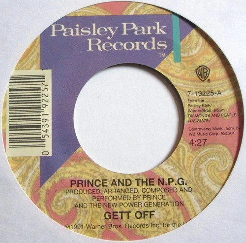 Prince & The N.P.G - 7" U.S 45 - Gett Off - 1991 - Paisley Park  7-19225 - VG+/M