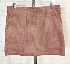 Women's A. New Day Black  Rust Colored A-Line Checkered Mini Skirt Ladies Med
