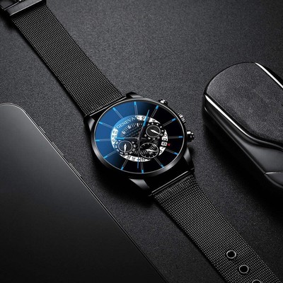 Men's Calendar Watch with Three Eyes and Multiple Color Options