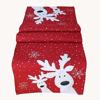 TischläUfer 40X140 Rot Lustige Elche Filigrane Stickerei Eyecatcher Weihnachten