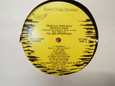 Priscilla Paris Priscilla Loves Billy JAZZ Happy Tiger Records LP