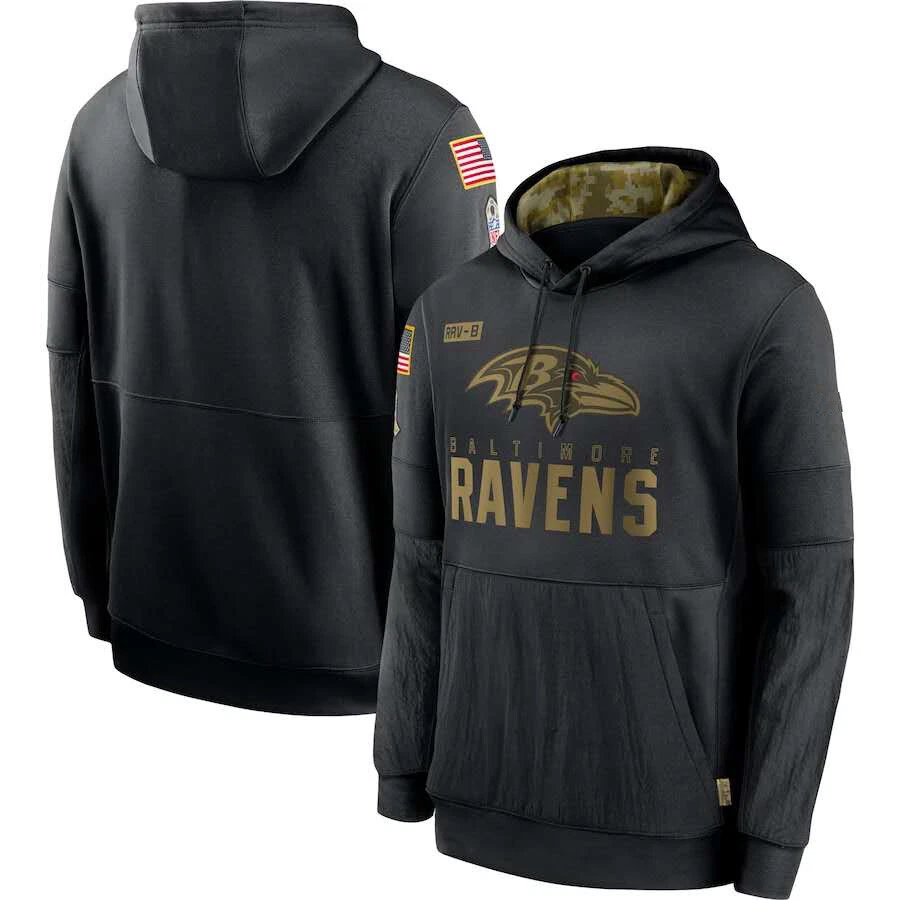 2021 Baltimore Ravens Salute Service Sideline Therma Pullover Hoodie Jacket  | eBay