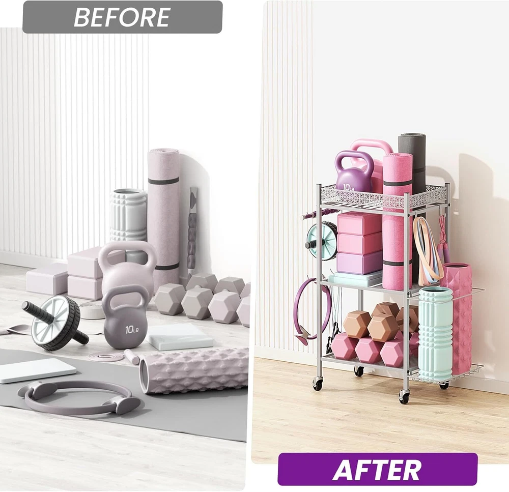 Yoga Mat Storage Rack, Home Gym Storage Rack Yoga Mat Holder,Workout Storage for