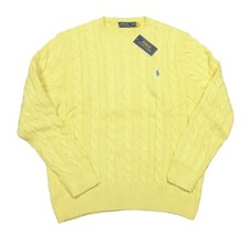Polo Ralph Lauren Men's Yellow Cable Knit Cotton Crew-Neck Pullover Sweater