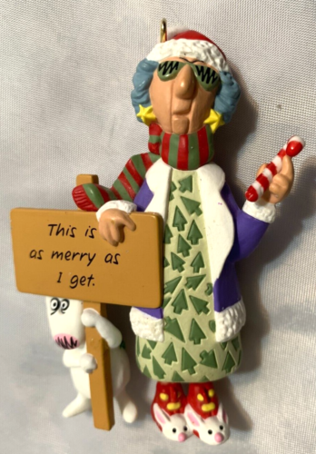 Hallmark Keepsake 3" Maxine Humor Ornament Figurine SIGN:  AS MERRY AS I GET! - Picture 1 of 2