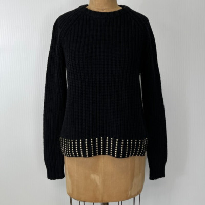 Michael Kors Sweater Women Extra Small Stud Knit Rib Slit Jumper Party Core Ex