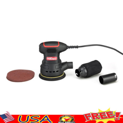 Corded 2.5A 5-In Orbital Sander Dust Bag Vacuum Hose Adapter 3 Sanding Sheets