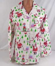 Company Store Women's Flannel Pajama Top Santa Is Coming X-Small 399C 10573