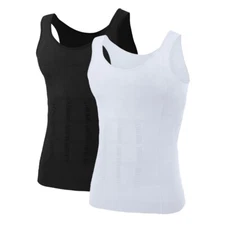 2x Lot Mens Compression Shirt Sleeveless Body Shaper Shapewear Slimming Tank Top
