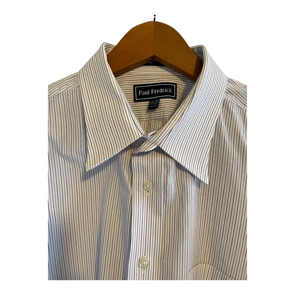 Paul Fredrick Dress Shirt Size 17.5 37 Pinstripes Finest Long Staple Cotton - Image 2 of 4