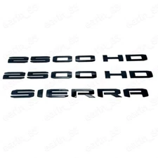 NEW Gloss Black Door Tailgate Emblem Nameplate For 2019 - 25 GMC Sierra 2500 HD