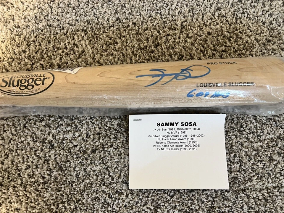 Sammy Sosa Signed Blonde Louisville Slugger Baseball Bat "609 HR" JSA Cert - Image 3 of 4