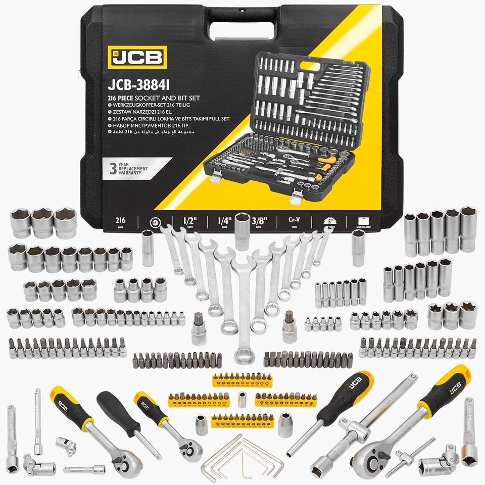 Socket Set - 216-Piece Socket and Ratchet Set with Drill Bits - JCB - Image 4 of 4