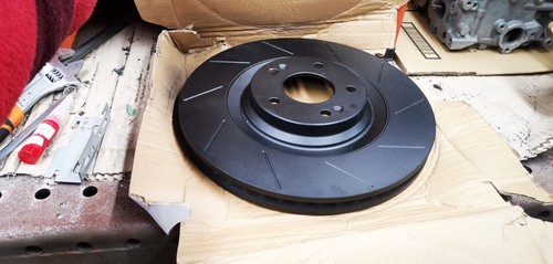 Hyundai I30N PFL brake discs. slotted + black coated. Performance upgraded brake