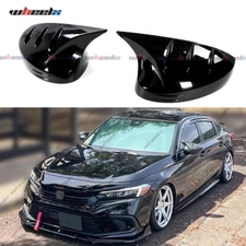 M HORN STYLE FOR 2022-2025 HONDA CIVIC GLOSS BLACK ADD-ON SIDE MIRROR COVER CAPS