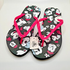 NWT DISNEY Minnie Mouse Pink Thong Flip Flop Sandals Adult Size 10 Women's