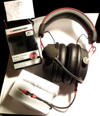HYPErX HX-HSCA-RD ALPHA HEADSET MIC RED 8' GOLD TIP MONSTER CABLE UPGRADE GAMING