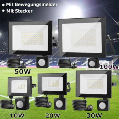 DENOTIP Foco LED Inundador con Detector de Movimiento Enchufe 10W 20W 30W 50W 100W Lámpara Exterior
