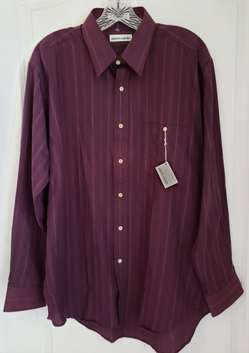 eggplant mens dress shirt Bay Fashion Men's Classic Long Sleeve Solid Color Barrel Cuff Dress Shirt (Eggplant, 2XL 36/37), Size: 2XL (18-18 ) sleeve: 36/37, Purple