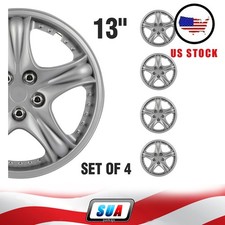 Set Of 4 Fits All Makes Models 13 Inch Trim Silver Pp Hub Caps Wheel Covers Kit