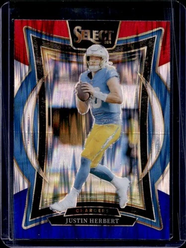 2024 Panini Select Justin Herbert Concourse Red and Blue Prizm Shock #41