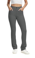 Yoga Pants Women Straight Leg Pants with Pockets High Waist Stretchy Pull On ...