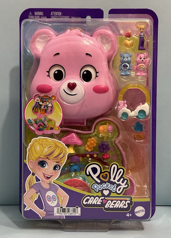 Mattel Polly Pocket Care Bears Play Set 3 Figures, 2024 Model, Sealed New