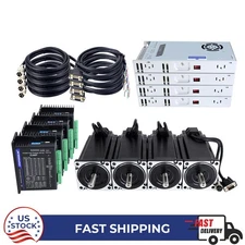 STEPPERONLINE 4 Axis 12Nm Nema 34 Motor Closed Loop Stepper CNC Kit W/ Power