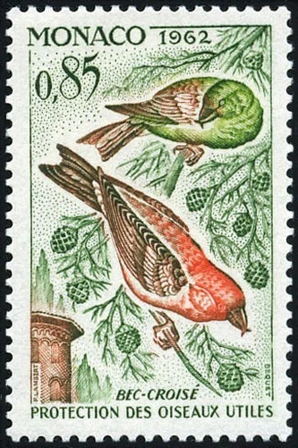 MONACO N° 589 "PÁJAROS, PICO CRUZADO 85 C" NUEVO x TB - Imagen 1 de 1
