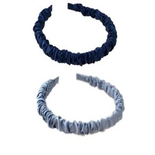 2PCS Ruched Headbands Solid Color Headbands Women Satin Pleated Hair Set